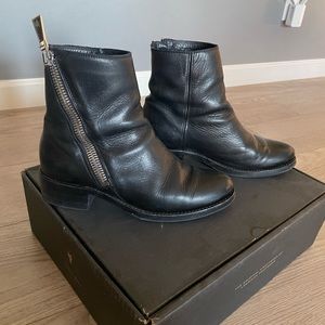 Frye Black Moto Zip Ankle Boots